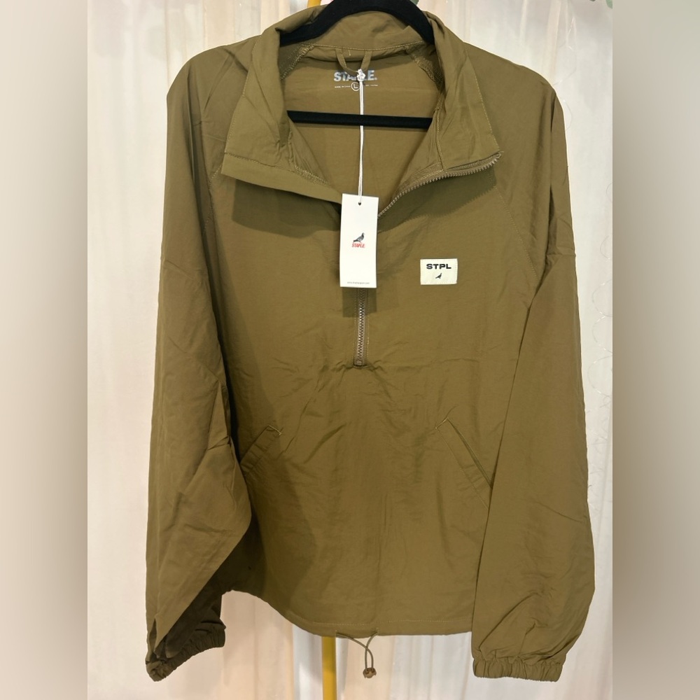 Staple Pigeon STPL Olive Green Half Zip Windbreaker Jacket Large NWT Streetwear